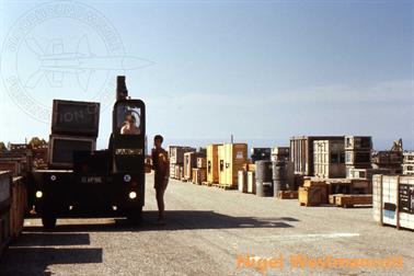 The boxed non classified equipment was stored on Episkopi's old parade square for return by sea